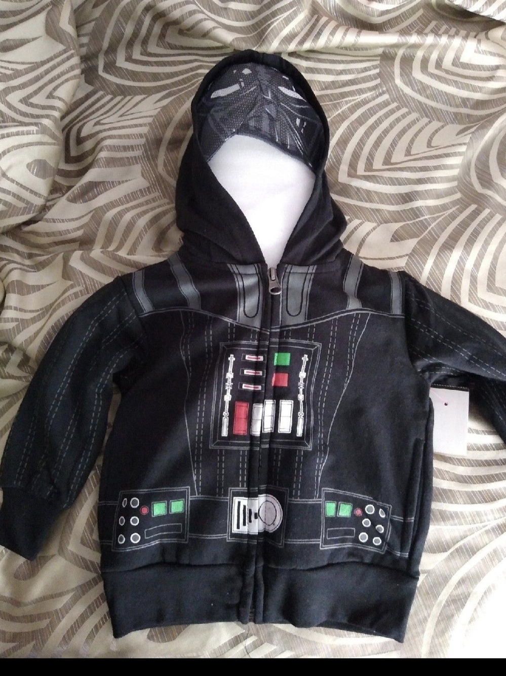 Star Wars Track Hooded Jacket long sleeve Solid Black Size 12m Toddler New
